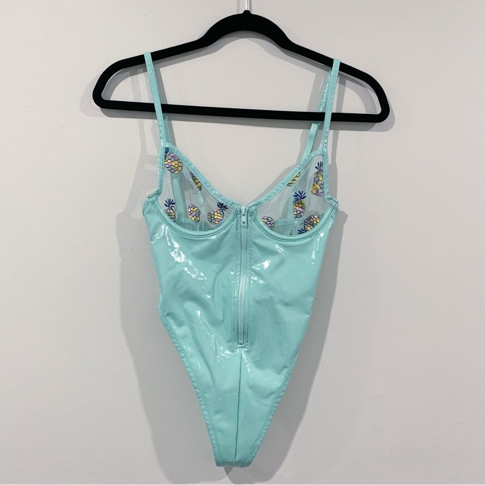 Savage X Fenty Tutti Fruity Embroidered Tulle & Vinyl Teddy